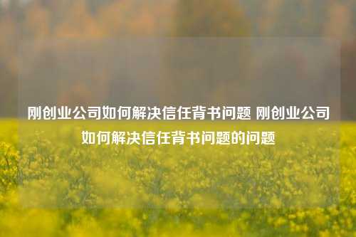 刚创业公司如何解决信任背书问题 刚创业公司如何解决信任背书问题的问题